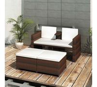 Teenpull Lot de 4 meubles de jardin en rotin synthétique marron, résistant aux intempéries, pour patio extérieur, balcon, canapé confortable avec coussins, cadre en acier, pour des heures de détente