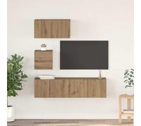 Teenpull Lot de 4 meubles TV muraux - Chêne artisanal - 60 x 30 x 30 cm - Design moderne pour salon, technique médiatique, espace de rangement