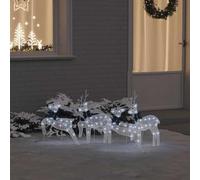 Teenpull Lot de 4 rennes LED en tissu blanc - 45 x 19 x 65 cm - Alimenté par USB - Éclairage de Noël décoratif pour l'intérieur et l'extérieur protégé - Style art déco - Décoration de Noël festive
