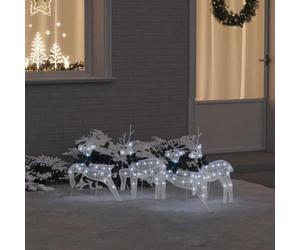 Teenpull Lot de 4 rennes LED en tissu blanc - 45 x 19 x 65 cm - Alimenté par USB - Éclairage de Noël décoratif pour l'intérieur et l'extérieur protégé - Style art déco - Décoration de Noël festive