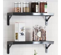 Teenpull Lot de 4 supports d'étagère, 15 x 2,5 x 11,5 cm, en acier inoxydable noir, 3 mm d'épaisseur, charge maximale : 50 kg, pour étagères murales, projets de bricolage, crée de l'espace de