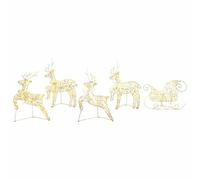 Teenpull Lot de 5 rennes à LED avec 40 LED dorées PET - 44 x 18 x 65,5 cm - Décoration de Noël décorative pour salon et terrasse - Ornements géométriques art déco