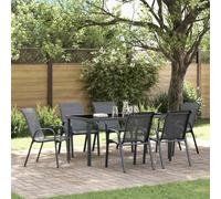 Teenpull Lot de 6 chaises de jardin empilables en textilène gris, 55 x 65 x 89 cm, cadre en acier revêtu par pulvérisation, peu encombrantes, pour balcon, terrasse, durables et faciles d'entretien