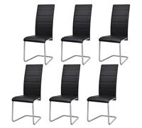 Teenpull Lot de 6 chaises de salle à manger, en cuir synthétique, noir, design moderne, dossier haut, rembourré en mousse, cadre en acier robuste, chaises de cuisine, 41 x 52,5 x 102,5 cm