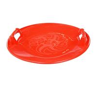 Teenpull Luge ronde rouge de 66,5 cm en plastique PP robuste avec poignée ergonomique et siège encastré pour les enfants à partir de 3 ans, idéal pour l'hiver, la neige, les loisirs et les activités