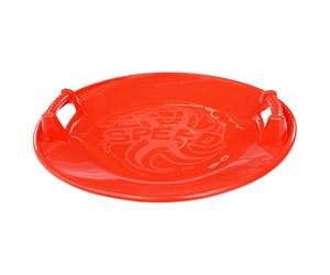 Teenpull Luge ronde rouge de 66,5 cm en plastique PP robuste avec poignée ergonomique et siège encastré pour les enfants à partir de 3 ans, idéal pour l'hiver, la neige, les loisirs et les activités