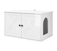 Teenpull Maison pour Chat Blanc Brillant en Bois d'ingénierie 85 x 55 x 50 cm, Meuble intérieur Moderne, Niche Confortable pour Repos et Jeu, Facile à Assembler, Design épuré pour Salon