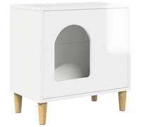 Teenpull Maison pour chat blanche brillante en bois 51 x 30 x 52 cm stable et compacte pour l'intérieur du salon avec lieu de jeu et de retraite, idéale pour l'entretien des griffes et l'escalade