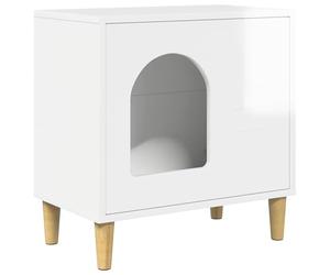 Teenpull Maison pour chat blanche brillante en bois 51 x 30 x 52 cm stable et compacte pour l'intérieur du salon avec lieu de jeu et de retraite, idéale pour l'entretien des griffes et l'escalade