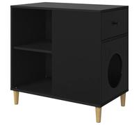Teenpull Maison pour Chat en Bois d'ingénierie Noir 72 x 42,5 x 70 cm Meuble intérieur Salon Niche Confortable Design Minimaliste pour Jouer, Grimper, Dormir, escalader, Repos