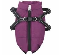 Teenpull Manteau pour Chien Pourpre en Fleece et Polyester L28 avec Harnais intégré, Bandes réfléchissantes, Coupe-Vent, Protection Contre Le Froid et la Pluie pour Promenade Automne Hiver