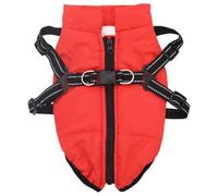 Teenpull Manteau pour Chien Rouge en Fleece et Polyester L40 avec Harnais intégré, Bandes réfléchissantes, Protection Contre Pluie et Froid pour Promenade Automne Hiver