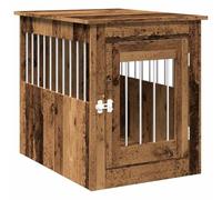 Teenpull Meuble de Cage Chiens Vieux Bois en Bois d'ingénierie 55x75x65 cm avec Porte verrouillable, Niche Chien cabane Confortable pour Salon, Jardin, Voyage, abri Repos intérieur extérieur