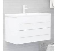 Teenpull Meuble de salle de bain, blanc, 80 x 38,5 x 48 cm, en bois dérivé du bois, avec 1 tiroir, pour salle de bain, sous-vasque, design moderne, peu encombrant