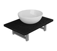 Teenpull Meuble de Salle de Bain en Deux pièces avec lavabo céramique Blanc et étagère Murale Noire, aggloméré et métal, Dimensions 60x40x16,3 cm, Installation Murale