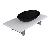 Teenpull Meuble de Salle de Bain en Deux pièces avec lavabo en céramique Blanc et étagère Murale 60x40 cm, Ensemble Meuble Flottant pour Salle d'eau, Cabinet de lavabo Pratique et élégant