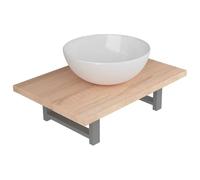 Teenpull Meuble de Salle de Bain en Deux pièces avec lavabo en céramique Blanc, étagère Murale en chêne 60x40 cm, Installation Murale Facile, Ensemble Meuble Flottant pour Salle d'eau élégante
