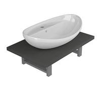 Teenpull Meuble de Salle de Bain en Deux pièces avec lavabo en céramique Gris, étagère Murale Solide 60x40x16,3 cm, Meuble Flottant Pratique pour Salle d'eau et Toilette