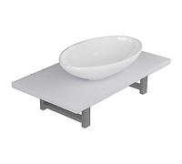 Teenpull Meuble de Salle de Bain en Deux pièces Blanc avec lavabo en céramique Ovale, étagère Murale Solide en aggloméré et métal, 60 x 40 x 16,3 cm, Ensemble Pratique pour Salle d'eau élégante