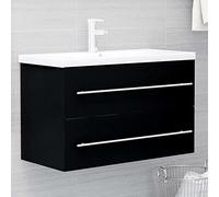 Teenpull Meuble de salle de bain noir 80 x 38,5 x 48 cm en matériau dérivé du bois, meuble de salle de bain avec 1 tiroir, idéal pour lavabo de salle de bain, solution d'armoire de salle de bain