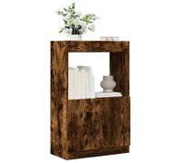 Teenpull Meuble haut en chêne fumé, 63 x 33 x 100 cm, en bois dérivé du bois, étagère sur pied avec portes, espace de rangement polyvalent pour salon, chambre à coucher, bureau