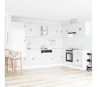 Teenpull Meuble sous évier Porto en Bois d'ingénierie Blanc 80x46x81,5 cm avec 2 Portes, Armoire de Salle de Bain, Rangement spacieux pour Salle d'eau Moderne