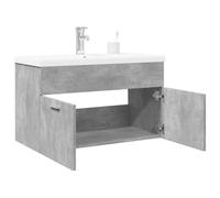 Teenpull Meuble sous-lavabo avec bac encastrable, gris béton, 80 x 38,5 x 46 cm, matériau dérivé du bois, céramique, flottant, pour salle de bain, ensemble de meubles de salle de bain