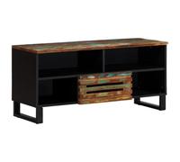 Teenpull Meuble TV 100 x 34 x 46 cm, bois d'acacia massif de style industriel, meuble durable avec espace de rangement pour salon, chambre à coucher