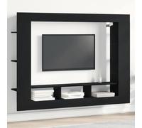 Teenpull Meuble TV, aspect chêne noir, 152 x 35 x 113 cm, en matériau dérivé du bois, robuste, pour salon, chambre à coucher, centre de divertissement, console multimédia