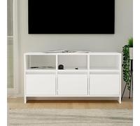 Teenpull Meuble TV blanc 102 x 37,5 x 52,5 cm - En bois - Console multimédia avec 3 tiroirs et compartiments - Table TV pour salon, chambre à coucher