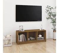 Teenpull Meuble TV en Bois de pin Massif Marron Miel 104x33x41 cm, Meuble TV Console pour Salon Chambre, avec Espace Rangement, pour Centre de Divertissement