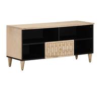 Teenpull Meuble TV en Bois Massif de manguier 100x33x46 cm avec Motif sculpté à la Main, Meuble TV Console Stable pour Salon et Chambre, Rangement spacieux pour télévision et Objets décoratifs