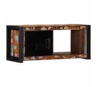 Teenpull Meuble TV en Bois Massif de récupération 80x30x35 cm avec Cadre en Fer, Grande capacité de Rangement, Meuble TV pour Salon et Chambre, Style Industriel Durable et Fonctionnel