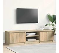 Teenpull Meuble TV en chêne Sonoma - 140 x 40 x 35,5 cm - Console multimédia avec 2 portes et 2 compartiments ouverts - Pour salon, chambre à coucher