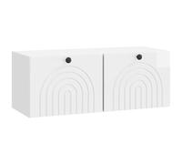 Teenpull Meuble TV mural blanc brillant en bois 78,5 x 31 x 30 cm avec 2 portes pivotantes, espace de rangement pour salon, tableau multimédia, armoire basse, rack hi-fi, étagère, gestion des câbles