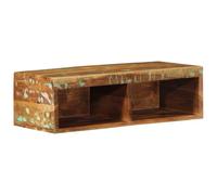 Teenpull Meuble TV mural en bois massif recyclé - 60 x 30 x 19 cm - Multicolore - Avec portes - Idéal pour le rangement du salon - Buffet en bois robuste