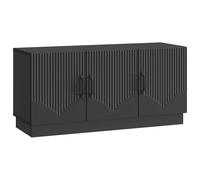 Teenpull Meuble TV noir en bois 99 x 34,5 x 47 cm avec espace de rangement, tiroir, porte et gestion des câbles pour salon, tableau multimédia et home cinéma