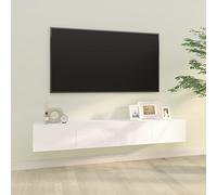 Teenpull Meubles TV muraux 2 pcs Blanc en Bois d'ingénierie 100x30x30 cm avec Rangement, Meuble TV pour Salon et Chambre, Console média Pratique et Design Mural élégant