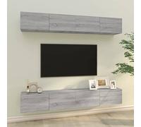 Teenpull Meubles TV muraux en Bois d'ingénierie Sonoma Gris 100x30x30 cm 4 pcs avec Portes rabattables Espace Rangement pour Salon Chambre Design Mural Pratique