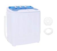 Teenpull Mini machine à laver avec essoreuse, 2 compartiments en plastique compact, capacité de 5,6 kg, minuterie de 15 minutes, tuyau de vidange inclus, peu encombrant, pour maison, appartement