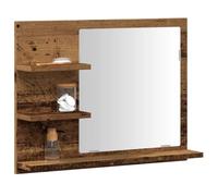 Teenpull Miroir de salle de bain avec étagères, aspect bois vieilli, 60 x 10,5 x 45 cm, montage mural, armoire à miroir, armoire à miroir, résistante à l'humidité, pour salle de bain, meuble de lavabo