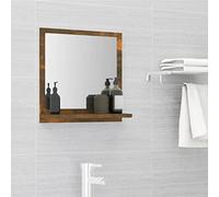 Teenpull Miroir de salle de bain en bois de chêne fumé 40 x 10,5 x 37 cm, miroir mural avec étagère, résistant à l'humidité, pour salle de bain et toilettes d'invités, style vanité durable