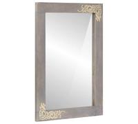Teenpull Miroir de salle de bain, gris, 70 x 50 cm, cadre en bois de manguier, rectangulaire, mural, pour salle de bain, cosmétique, intérieur, style moderne, durable