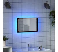 Teenpull Miroir de salle de bain LED marron aspect chêne 60 x 8,5 x 38 cm Matériau du bois avec éclairage, montage mural pour salle de bain, meuble sous-vasque, résistant à l'humidité