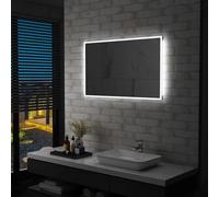 Teenpull Miroir Mural à LED Lumineux 100x60 cm en Verre avec Cadre Aluminium argenté pour Salle de Bains, Maquillage, Rasage, décoration Moderne, Design rectangulaire IP44