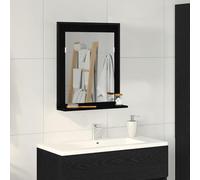 Teenpull Miroir mural avec étagère - Aspect chêne noir - 50 x 12 x 60 cm - Durable - Rectangulaire - Pour salle de bain, salon, couloir - Design moderne