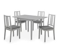 Teenpull Mobilier de Salle à Manger 5 pcs Gris MDF Bois d'hévéa Massif Table Extensible 80-120 cm 4 chaises avec Coussins Confortable pour Cuisine Salon Repas