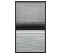 Teenpull Moustiquaire plissée pour fenêtre Aluminium 80x160 cm avec Cadre Anthracite, Filet en Maille Noire, auvent Blanc en Pet, Protection Anti-Insectes