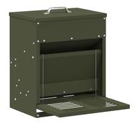 Teenpull Nourrisseur à pédale pour Poules en Acier Vert Olive 33 x 42 x 40 cm capacité 10 kg Usage intérieur extérieur Gestion Efficace Nourriture fraîche