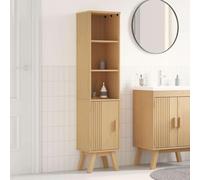 Teenpull Olden Armoire de salle de bain en pin massif marron 35 x 30 x 159 cm avec 5 étagères de rangement pour serviettes, cosmétiques, meubles de salle de bain